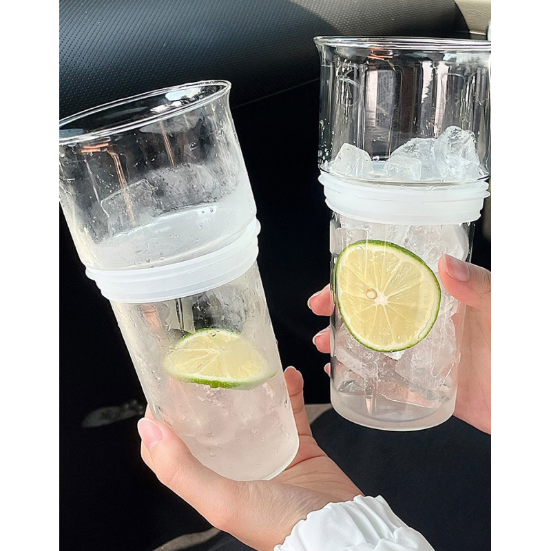 Eco-Friendly Summer Tumbler Cup 650ml Double Layer Glass 12oz Stainless Steel Water Bottle with Straw & Fruit Tea Infuser