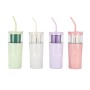 Eco-Friendly Summer Tumbler Cup 650ml Double Layer Glass 12oz Stainless Steel Water Bottle with Straw & Fruit Tea Infuser
