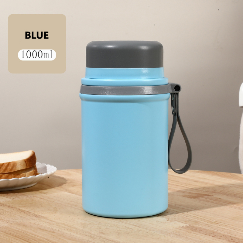 Custom 800ml 1000ml 316 Stainless Steel Insulated Food Jar with Folding Spoon Portable Hot Food Thermos with Heatable Feature