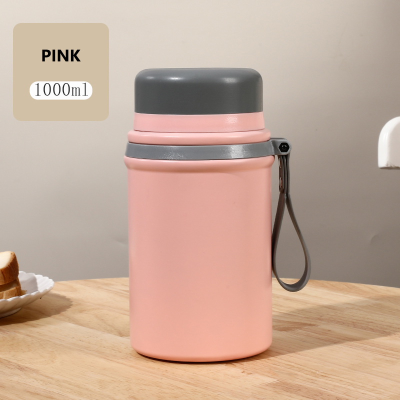 Custom 800ml 1000ml 316 Stainless Steel Insulated Food Jar with Folding Spoon Portable Hot Food Thermos with Heatable Feature