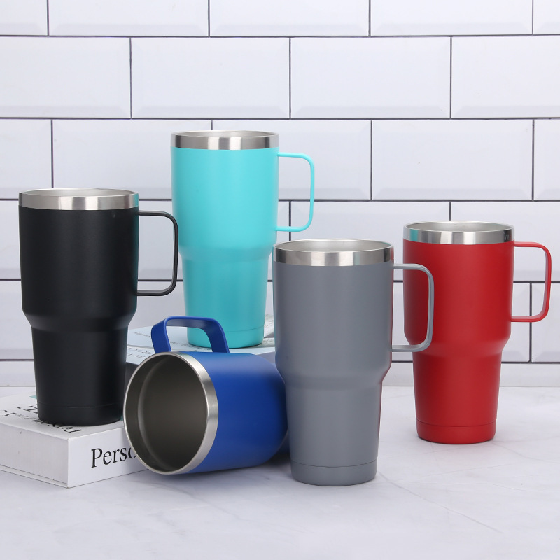 Wholesale Thermal Tumbler 30 oz 20 oz Reusable Camping Vacuum Cups Handle Straw Tea Hot Cold Beverages Travel Vase Vaso Termico