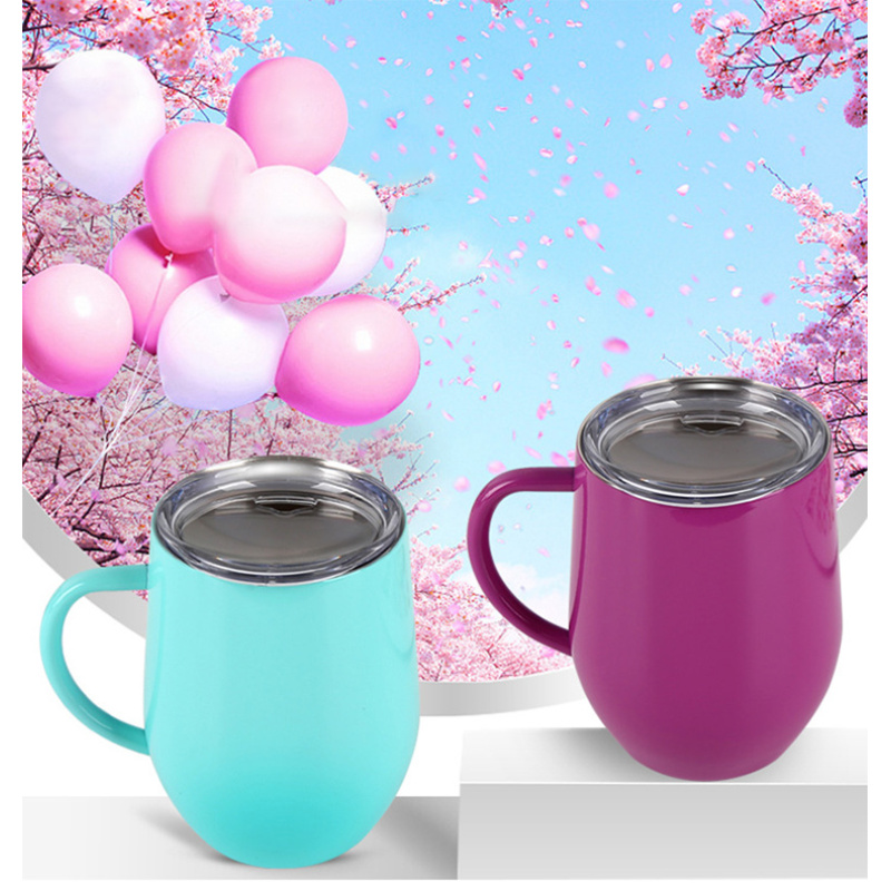 12OZ Travel-ready Insulated Coffee Cups Double Wall Stainless Steel Wine Tumbler with Custom Logo Sliding Lid Metal for Gifts
