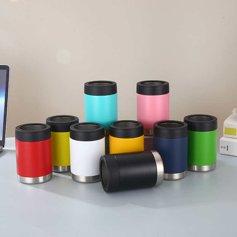 12oz 4 in 1 ECO-friendly Double Wall Vacuum Tumbler Thermal Insulated Beer Wine Mug with Lids for Drimking Outdoor Can Cooler