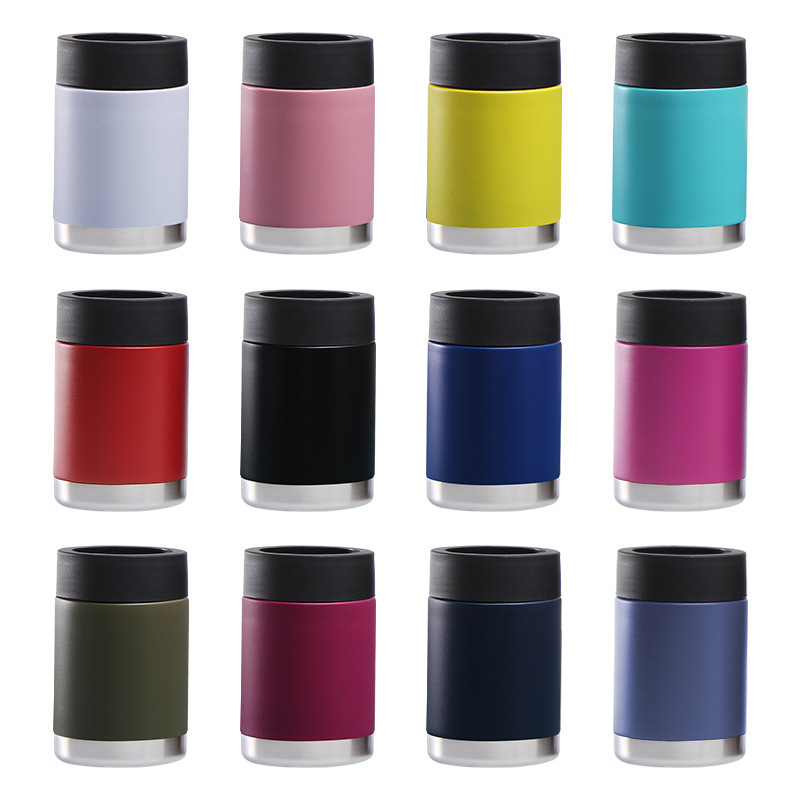 12oz 4 in 1 ECO-friendly Double Wall Vacuum Tumbler Thermal Insulated Beer Wine Mug with Lids for Drimking Outdoor Can Cooler