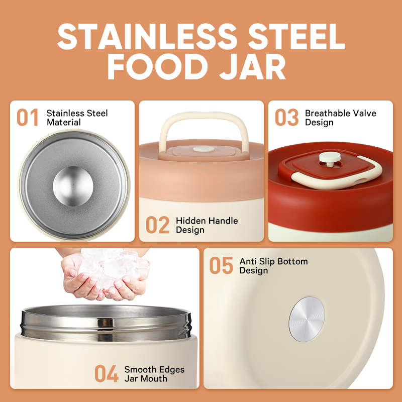 304 Stainless Steel Insulated Vacuum Lunch Boxes Kids Set School Food Jar Customized Food Warmer