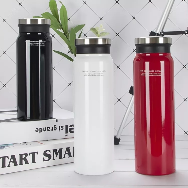 Customized 500/750ml High Grade Stainless Steel Vacuum Insulated Flask Thermal Mug With Leather Bag