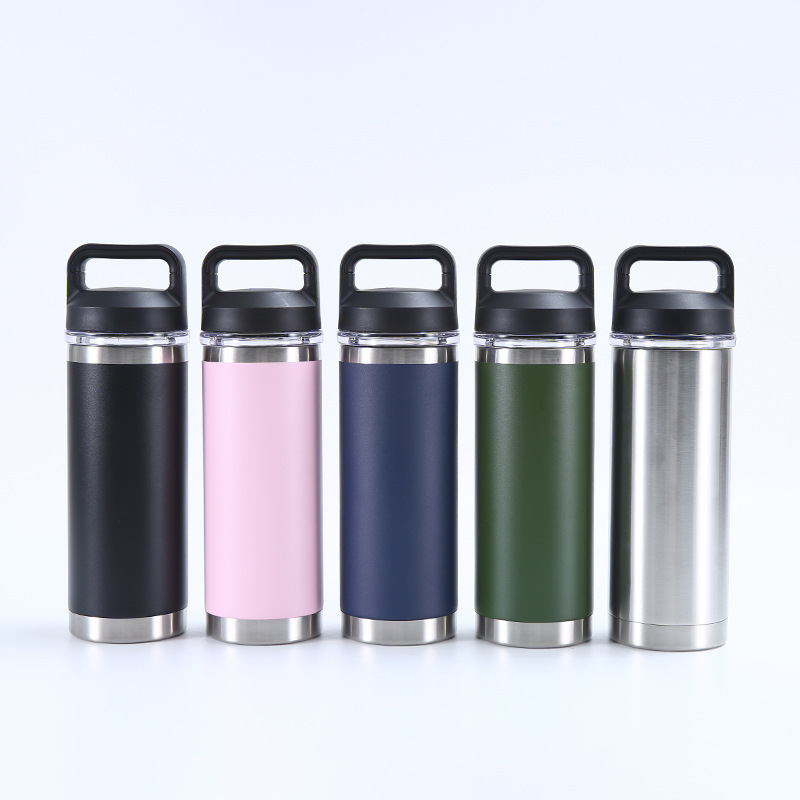 18oz Unisex Double-Walled Vacuum Stainless Steel Insulated Flask Easy-to-Carry Gym Fitness Water Bottles for Direct Drinking