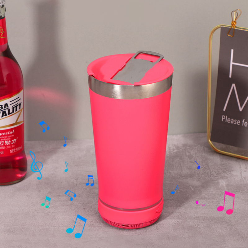 Wireless Bluetooth Music Speaker Tumbler Smart Water Bottle Stainless Steel Cup With Lids 16oz Beer Mug Tumblers Wholesale Bulk