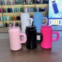 16oz Stainless Steel Travel Mug with Straw Luxury Glossy Paint Anti-fingerprint Portable Sport Insulated Keep Cold Water Bottle