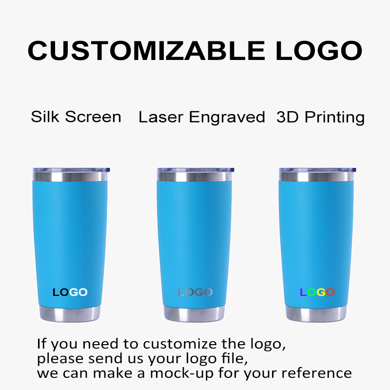 20 oz Stainless Steel Tumbler with Laser Engraving Customizable Logo Powder Coated Drinking Bottle Travel Coffee Mug