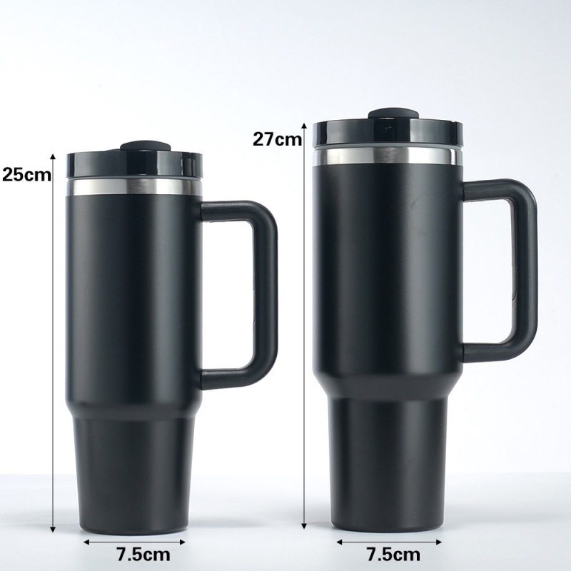 OEM ODM Design Double Wall Insulated Stainless Steel 40oz Tumbler with Handle Leak-proof Lid and Straw Travel Coffee Mug