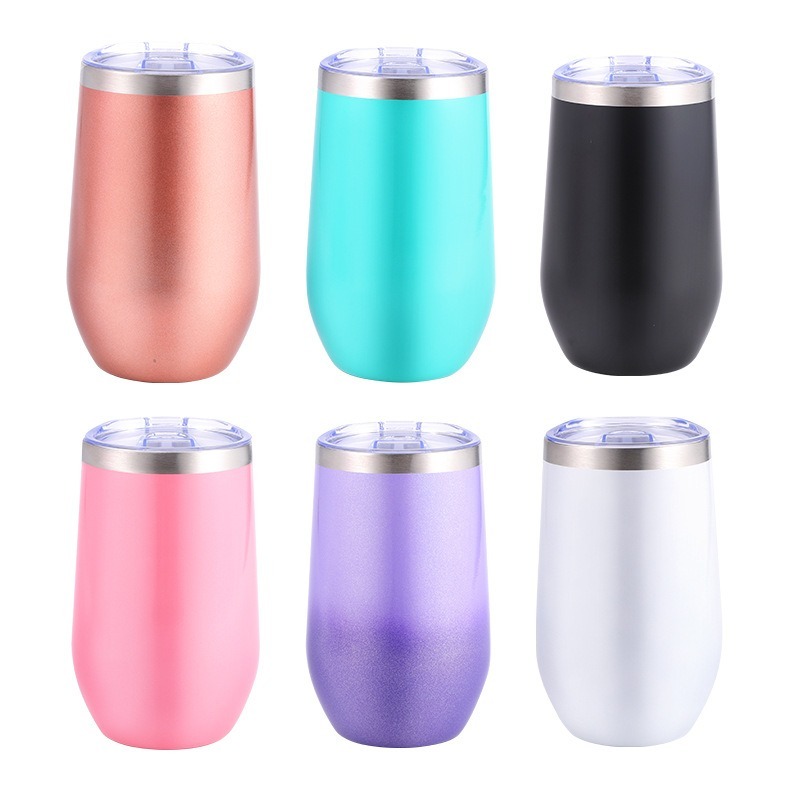 12oz 16oz Egg Shaped Mugs Tumbler Stemless Stainless Steel Vacuum Double Wall Insulated Powder Coated Thermos U Cup Water Bottle