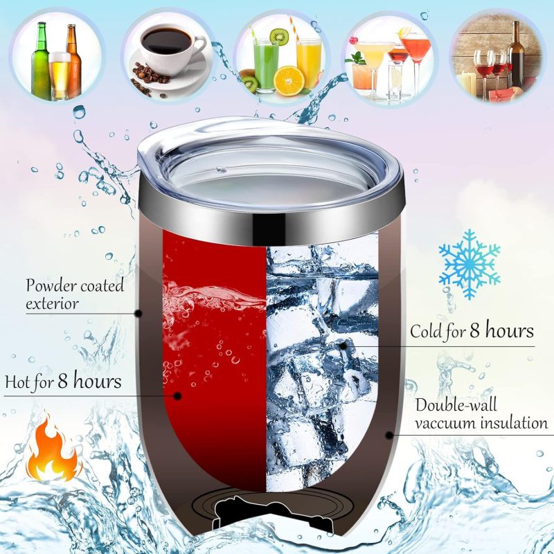 12oz 16oz Egg Shaped Mugs Tumbler Stemless Stainless Steel Vacuum Double Wall Insulated Powder Coated Thermos U Cup Water Bottle