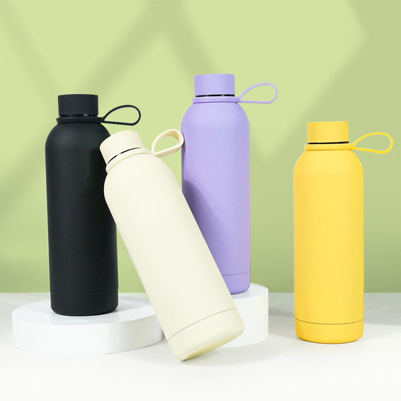 Wholesale Small-Mouth Stainless Steel Sports Thermos Flask Soft Touch Rubber Paint Custom Logo Direct Drinking Thermos Hot
