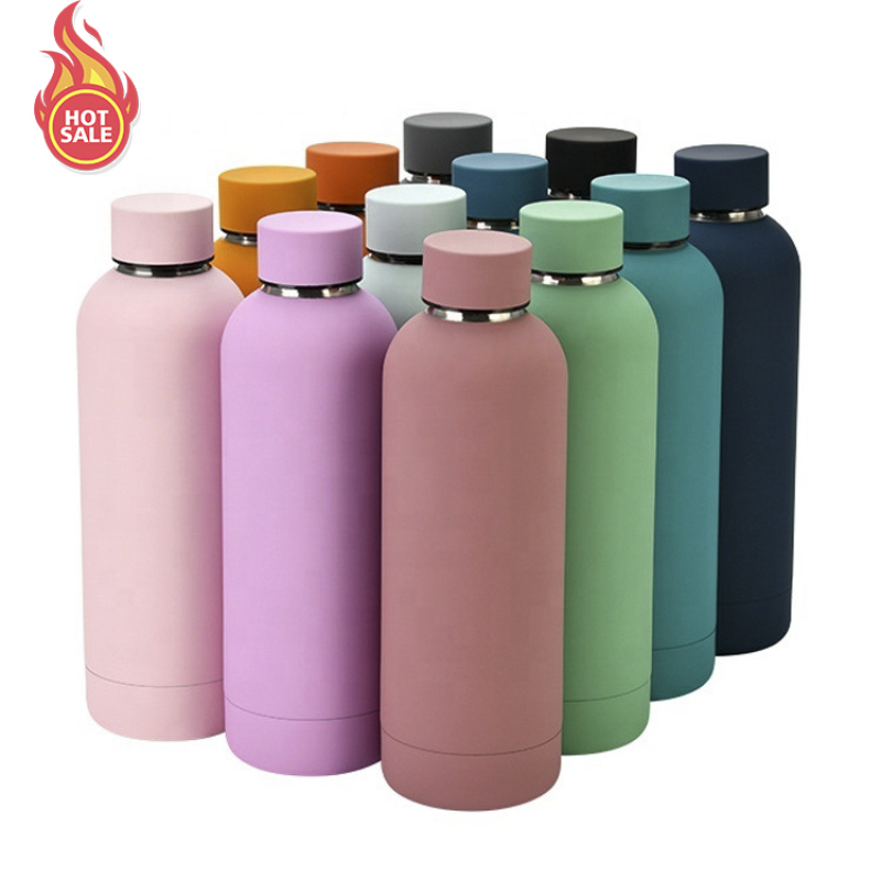 Wholesale Small-Mouth Stainless Steel Sports Thermos Flask Soft Touch Rubber Paint Custom Logo Direct Drinking Thermos Hot