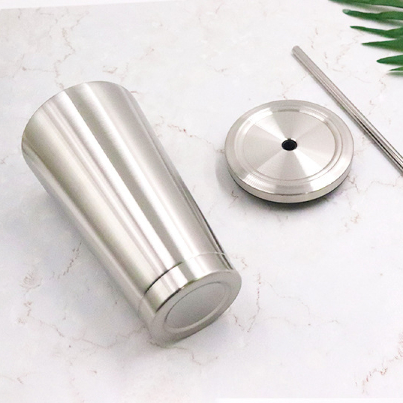 16oz Eco-Friendly Bulk Matte Black Insulation Travel Wine Reusable Double Wall Stainless Steel Cup Tumbler With Straw and Lid