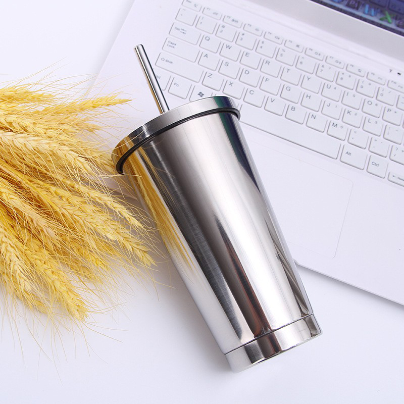 16oz Eco-Friendly Bulk Matte Black Insulation Travel Wine Reusable Double Wall Stainless Steel Cup Tumbler With Straw and Lid