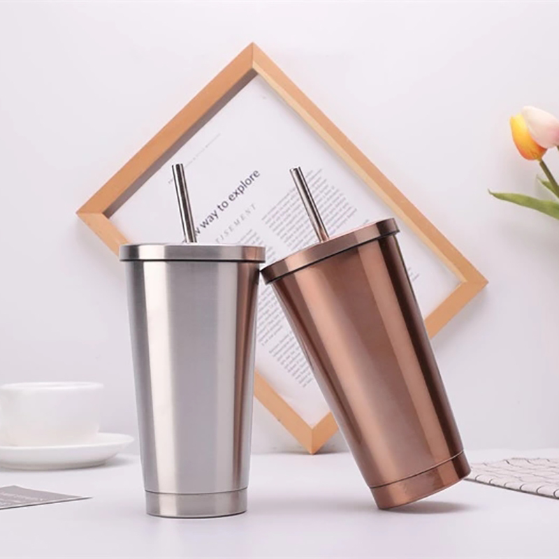 16oz Eco-Friendly Bulk Matte Black Insulation Travel Wine Reusable Double Wall Stainless Steel Cup Tumbler With Straw and Lid
