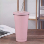 16oz Eco-Friendly Bulk Matte Black Insulation Travel Wine Reusable Double Wall Stainless Steel Cup Tumbler With Straw and Lid