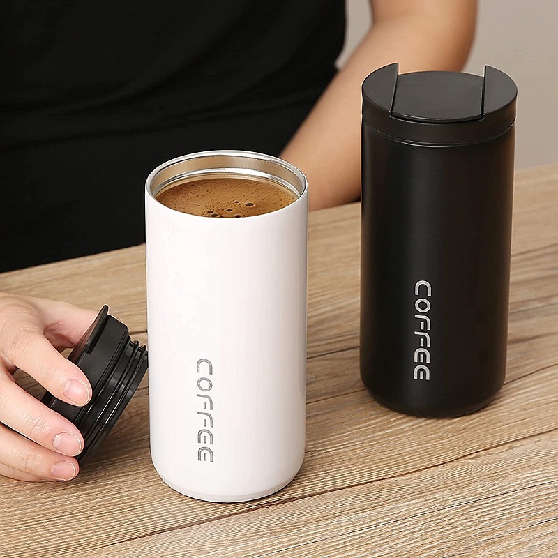Modern Double Layer Stainless Steel Coffee Thermos Mug 400ml Portable Travel Insulated Cup 12oz Wholesale in Stock Accessory