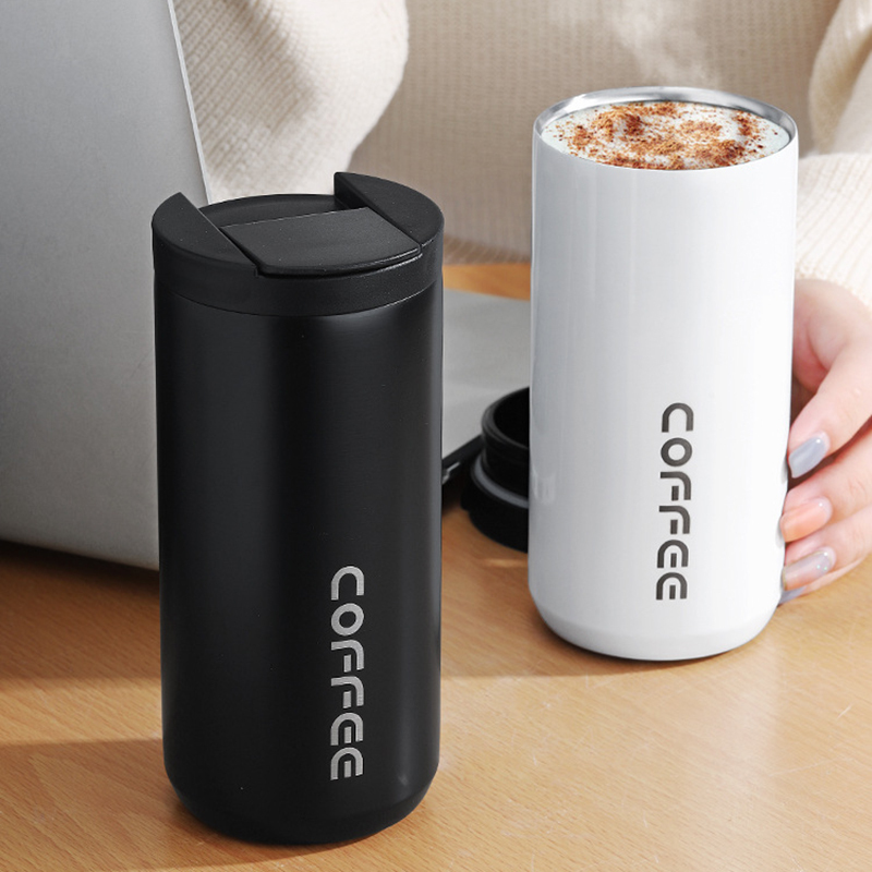 Modern Double Layer Stainless Steel Coffee Thermos Mug 400ml Portable Travel Insulated Cup 12oz Wholesale in Stock Accessory