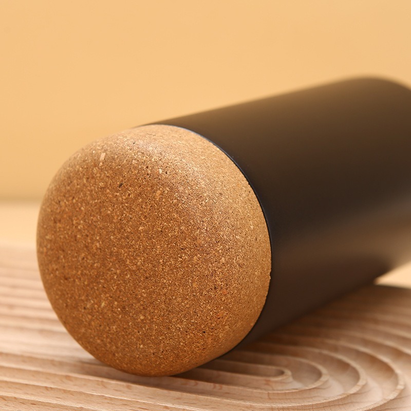 16oz Double-Wall Stainless Steel Travel Mug Wooden Base Vacuum Office Thermos Cup Insulated Tumbler Cork Base Wood Travel Mug