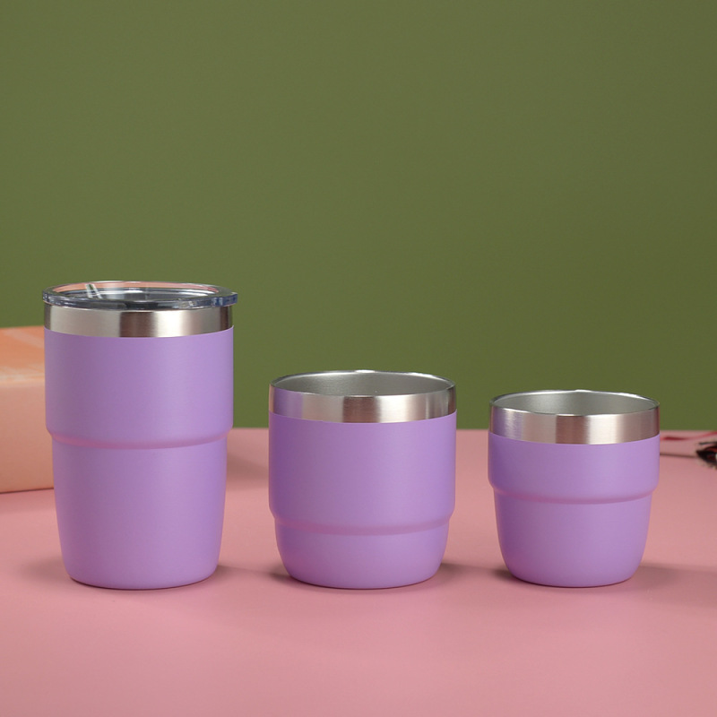 4oz 6oz 8oz  Mini Stainless Steel Tumbler Powder Coated Double Wall Vacuum Stackable Coffee Cup Insulated Travel Mug with Lids