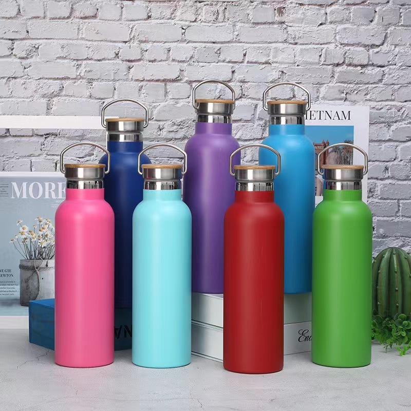 Wholesale Price 500ML/17OZ 18/8 Stainless Steel Double Wall Vacuum Insulated Thermos Drinking Water Bottle with Handle Lid