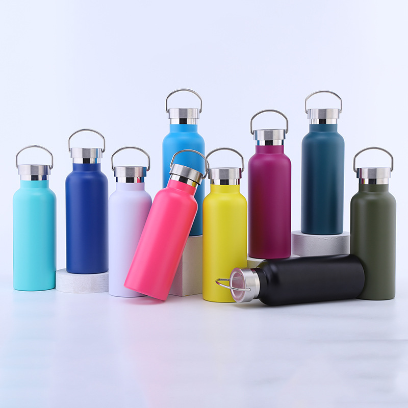 Wholesale Price 500ML/17OZ 18/8 Stainless Steel Double Wall Vacuum Insulated Thermos Drinking Water Bottle with Handle Lid