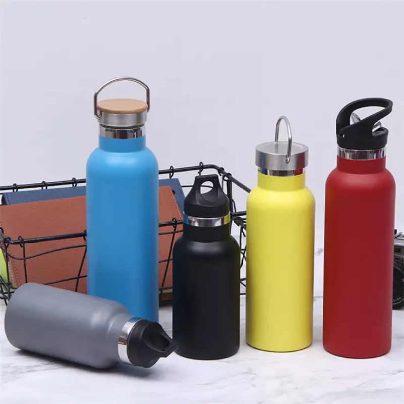 Wholesale Price 500ML/17OZ 18/8 Stainless Steel Double Wall Vacuum Insulated Thermos Drinking Water Bottle with Handle Lid