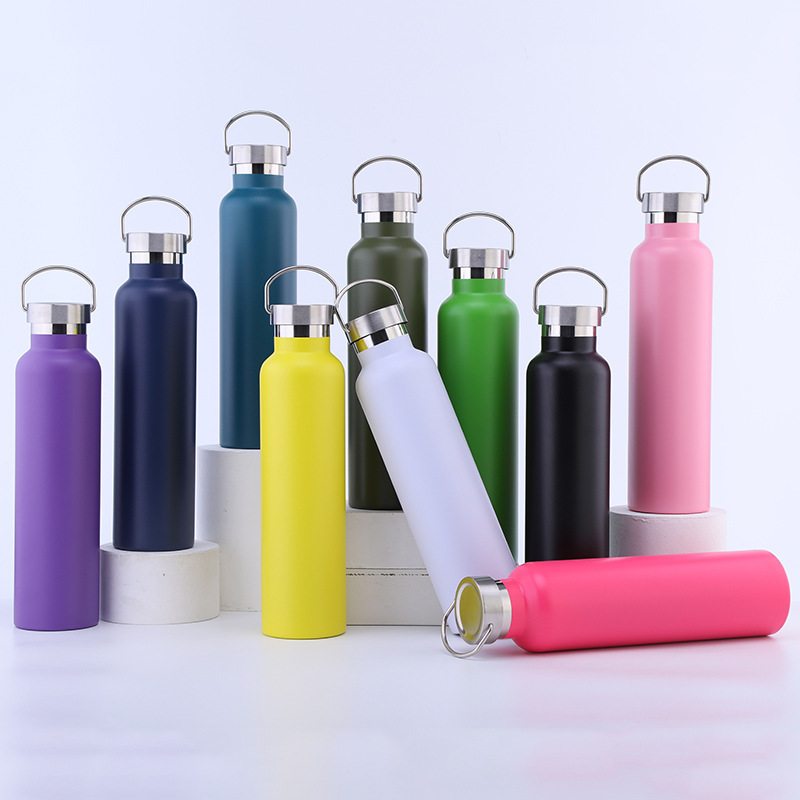Wholesale Price 500ML/17OZ 18/8 Stainless Steel Double Wall Vacuum Insulated Thermos Drinking Water Bottle with Handle Lid