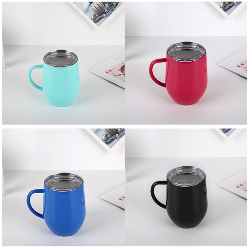 New Trend BPA-Free 12oz Insulated Travel Camping Tumbler with Handle Cup Stainless Steel Coffee Mug with Lid Water Tea Wine Cup