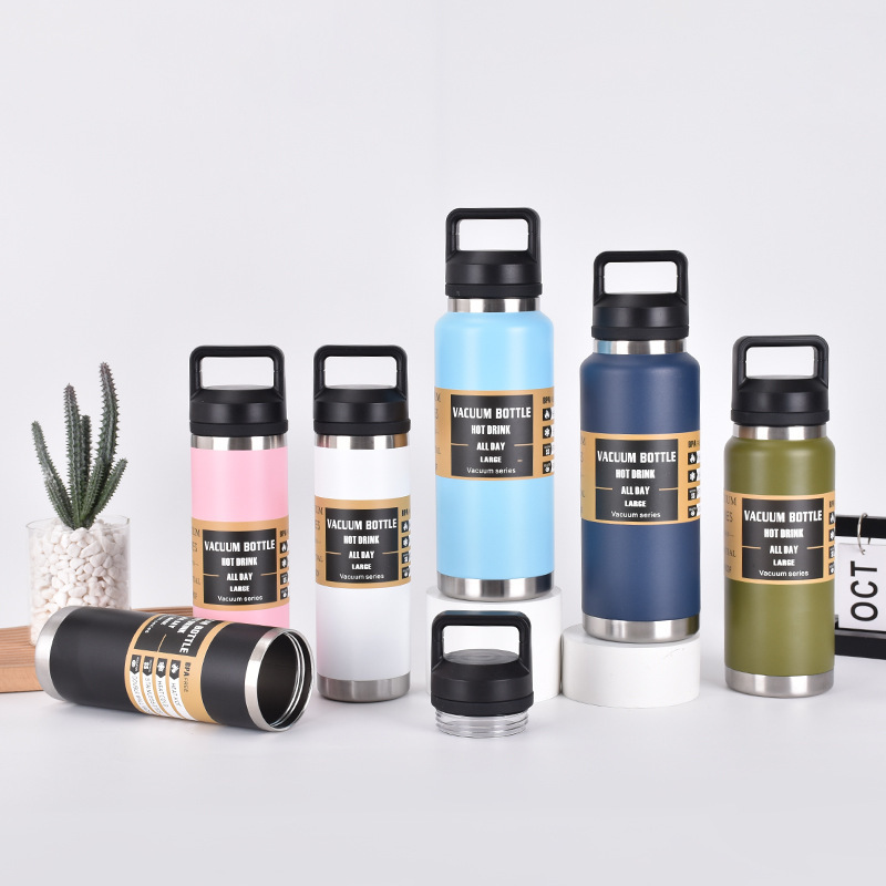 Wholesale Popular Leak Proof 26oz Double Wall Stainless Steel Hot Cold Water Bottle Vacuum Thermal Flask with Chug Straw Lid