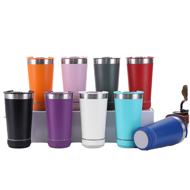 16oz 20oz Smart Bluetooth Tumbler Wholesale Bulk Stainless Steel Outdoor Water Bottle with Music Speaker and Bottle Opener Lids