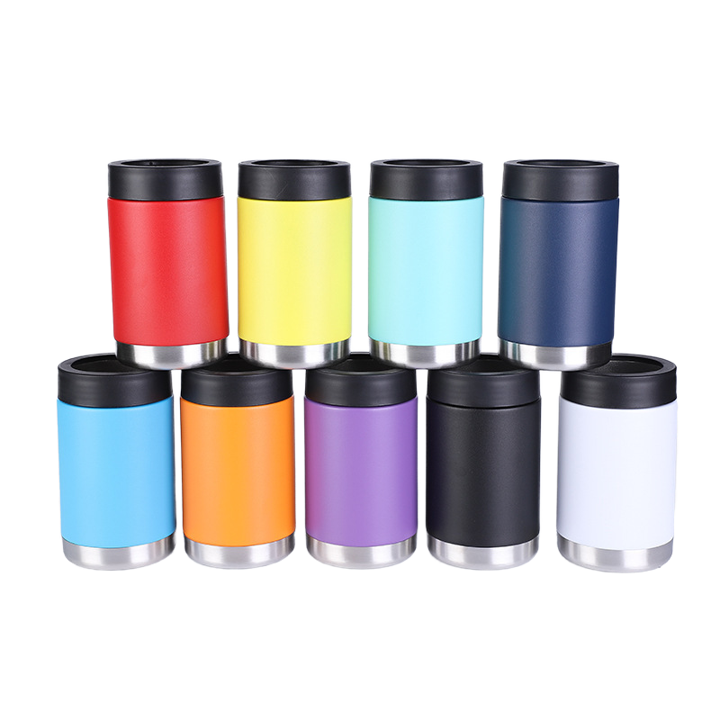 12oz 4 in 1 Custom Stainless Steel Can Cooler Insulated With 2 Lids for 12oz Regular Cans Beer Bottles Outdoor Can Cooler