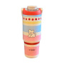 STARLII  Double Wall Vacuum 900ml Outdoor Cute pInk Travel Coffee Mugs Metal Insulated Tumbler With Handle and Sip Straw