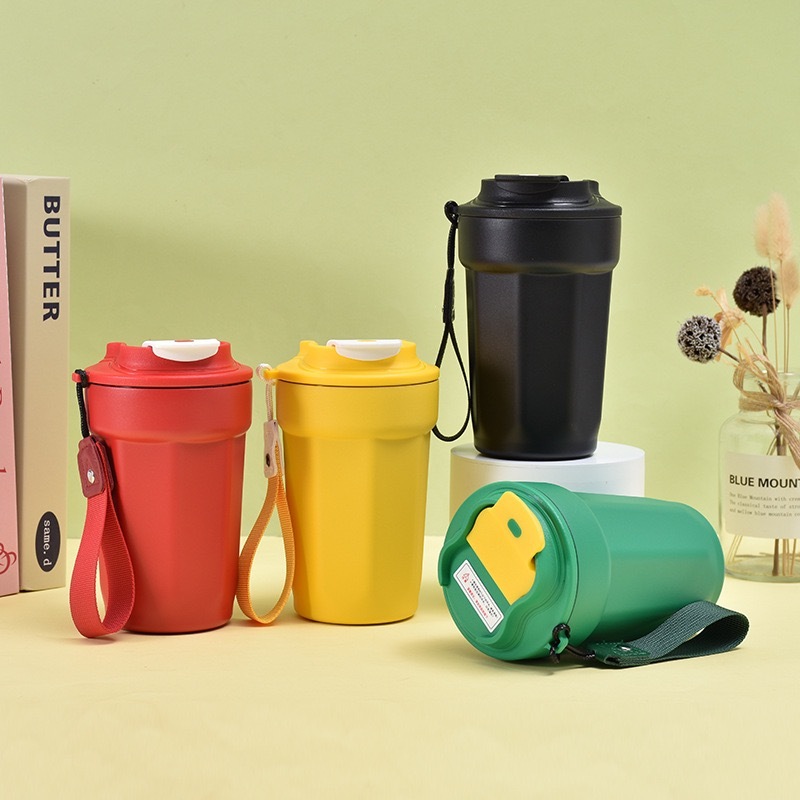 16oz 450ml Octagonal Diamond Shaped Stainless Steel Tumbler Double Wall Vacuum Thermos Cup Rope Coffee Water Bottle Travel Gift