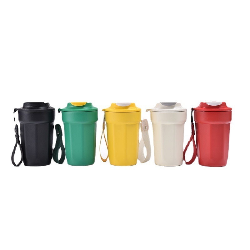 16oz 450ml Octagonal Diamond Shaped Stainless Steel Tumbler Double Wall Vacuum Thermos Cup Rope Coffee Water Bottle Travel Gift