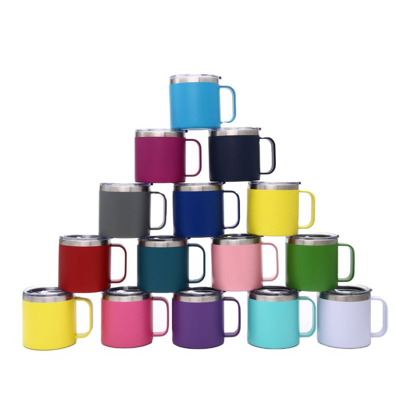 14oz Stainless Steel Travel Tumbler Insulated Coffee Mug Custom Logo Wine Cup Blank Vacuum Coffee Mug With Handle