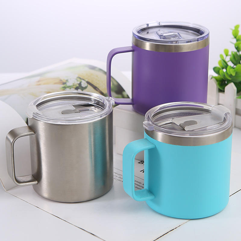14oz Stainless Steel Travel Tumbler Insulated Coffee Mug Custom Logo Wine Cup Blank Vacuum Coffee Mug With Handle