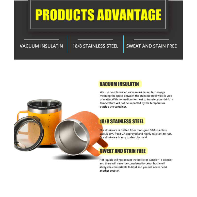 Wholesales Factory Price Hot Sale 12oz 14oz Travel Tumbler Coffee Tea Mug Beer Wine Cup Coffee Mug with Handle
