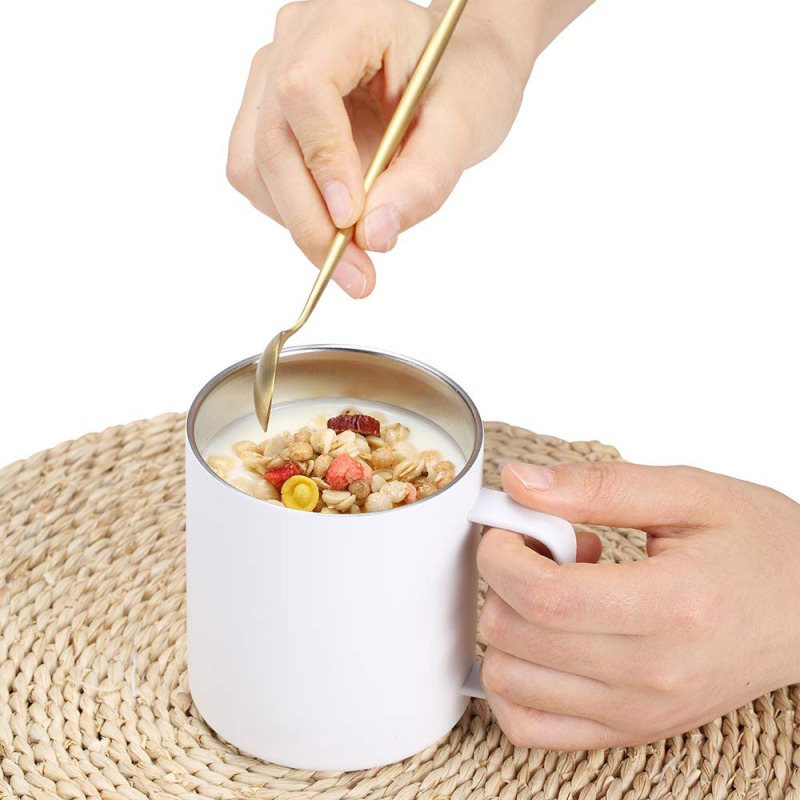 12oz Custom Wholesale Double Wall Stainless Steel Mugs and Cup with Handle & Lid Vacuum Coffee Tumbler Handgrip Water Bottle