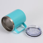 12oz Custom Wholesale Double Wall Stainless Steel Mugs and Cup with Handle & Lid Vacuum Coffee Tumbler Handgrip Water Bottle