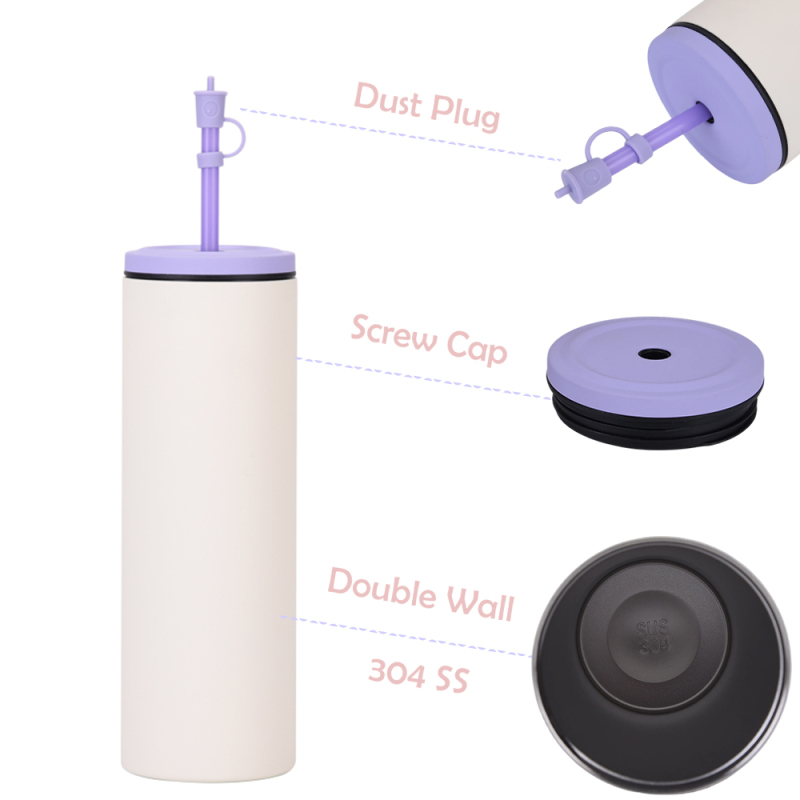 600ml Multi-Purpose Durable Double Wall BPA Free Eco-Friendly 6-12 Hours Insulation Scratch-Resistant Tumbler Stainless Steel