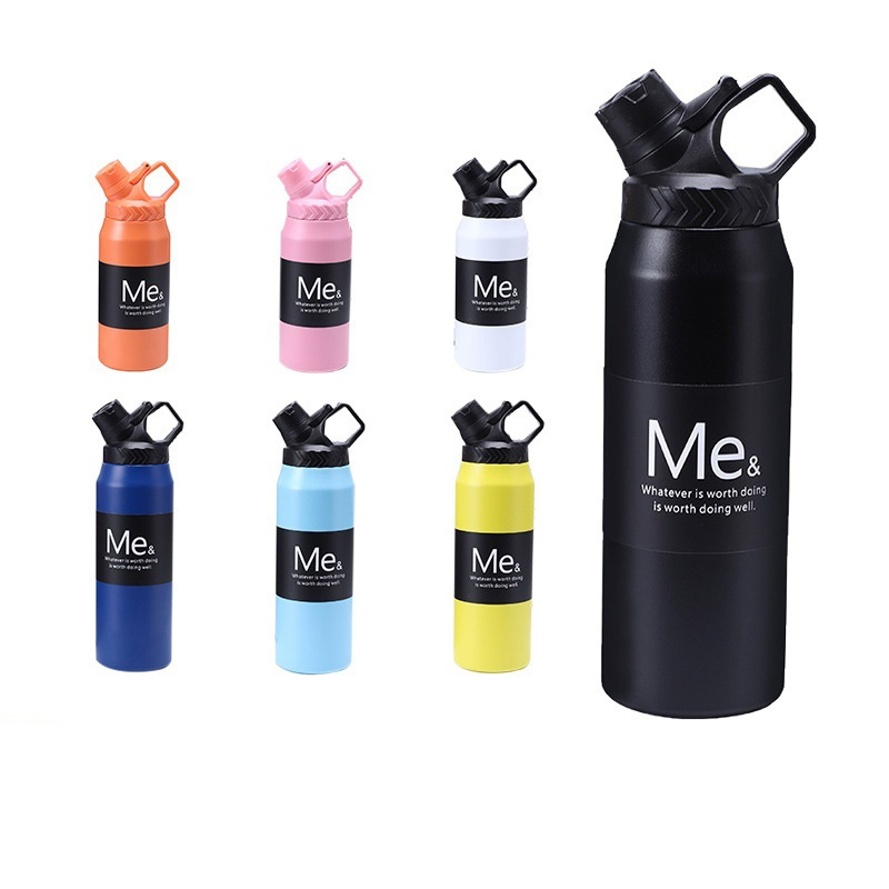 Wholesale Custom logo 750/950 ml Modern Outdoor Insulation Stainless Steel Water Bottle with Handle and Straw