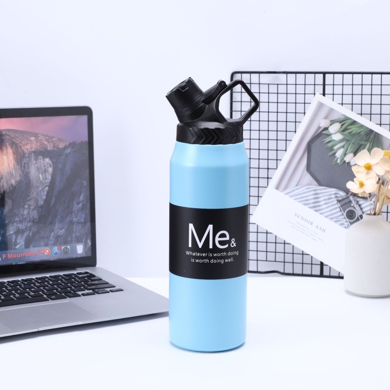 Wholesale Custom logo 750/950 ml Modern Outdoor Insulation Stainless Steel Water Bottle with Handle and Straw