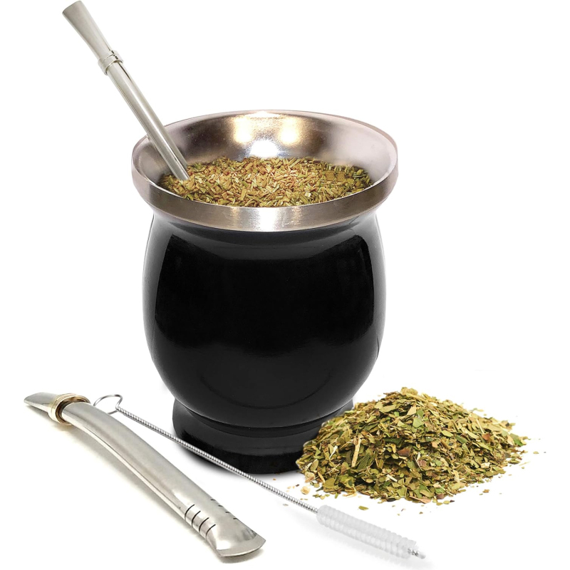 Custom Logo 8oz Stainless Steel Vacuum Insulated Yerba Mate Cup with Spoon Bombillas Straw Coffee Beer Travel Argentina Tea Cup