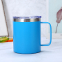 12oz Stainless Steel Mugs and Cup Wholesale with Handle Lid Double Wall Vacuum Coffee Travel Tumbler Handgrip Water Bottle