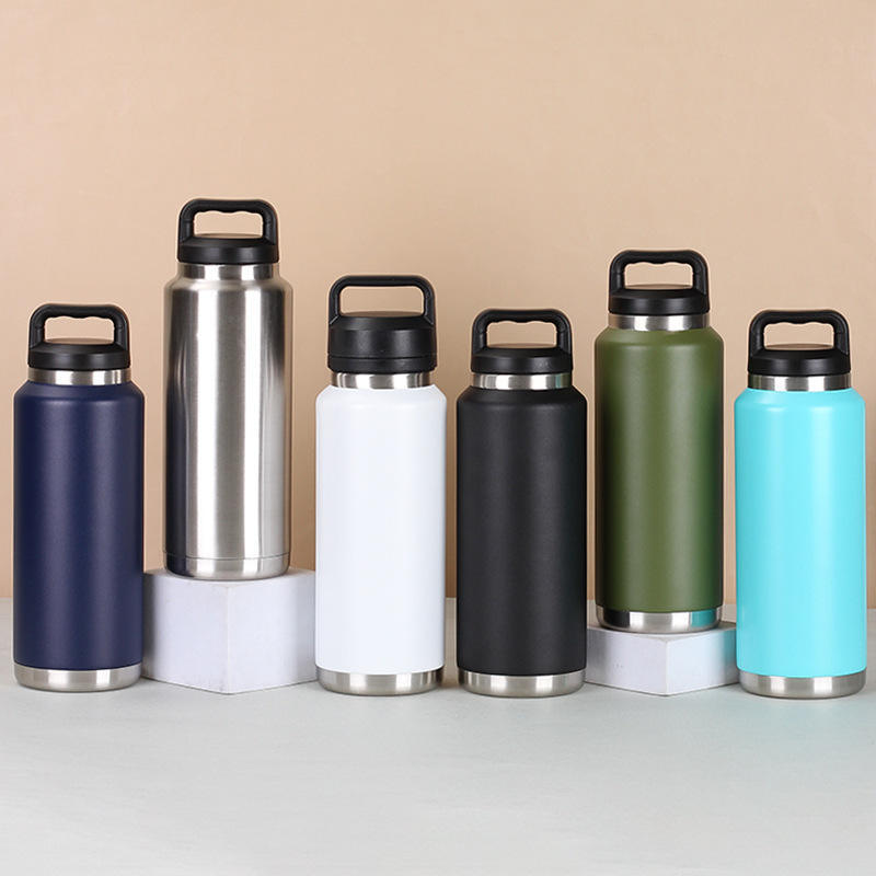 18oz 36oz Stainless Steel Bottle Straw Termos Thermal Flask Cold Hot Beverages Sport Camping Flask Logo Direct Drinking Chug Lid