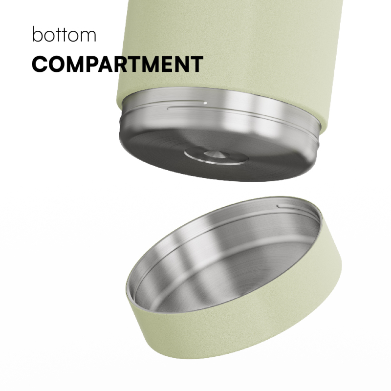 Outdoor Travel Portable Stainless Steel Vacuum Flask Custom 64oz Water Bottle With Snacks Container